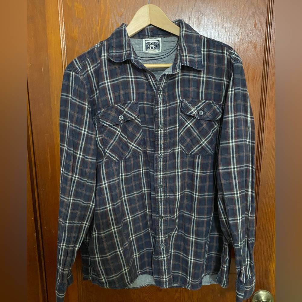 Converse XL Cotton Plaid Button Up